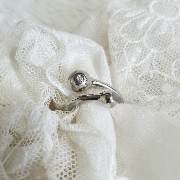 Silver Cat Eye Ring Solid Sturdy Crystal Stone Size 9 - Picture 2 of 9